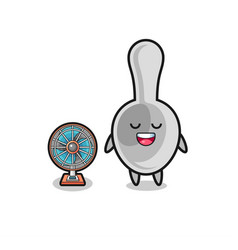 Cute Spoon Is Standing In Front Of The Fan