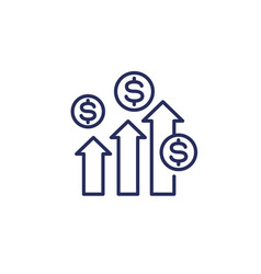 Income Growth Growing Profit Money Line Icon