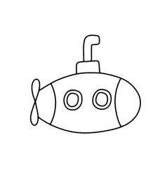 Outline Retro Submarine Bathyscaphe Childish