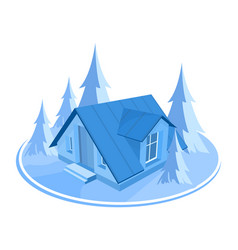 Winter Landscape 3d House Surrounded By Trees