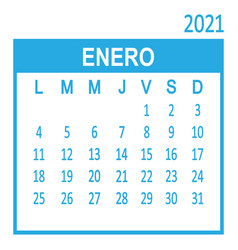 Enero January First Page Set Spanish Calendar