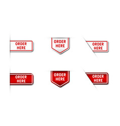 Order Here Sign Label With 3d Arrow Symbol