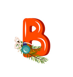 Red Letter B With Christmas Tree