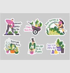 Sticker Design Set With Gardening Store Offer