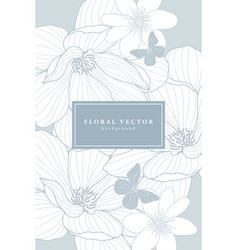 Vertical Soft Blue Floral Background With Flowers