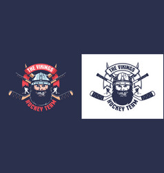 Hockey Logo With Bearded Angry Viking Head