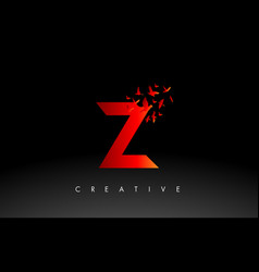 Red Z Logo Letter With Flock Of Birds Flying