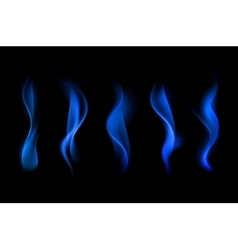 Set Of Blue Fire Flame On Background