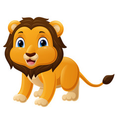 Cute Baby Lion Cartoon Posing