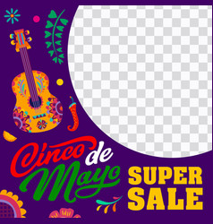 Cinco De Mayo Sale Offer Banner Guitar And Flower