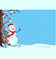 Snowman On A Winter Background