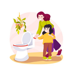 Teach Child To Use Toilet Isolated Cartoon