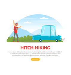 Hitchhiking Or Thumbing With Man Character