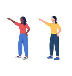 Angry Women Pointing With Fingers Semi Flat Color