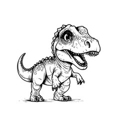 Cute Baby Dinosaur Tyrannosaurus Hand Drawn Ink