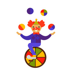 Happy Clown Juggling And Riding Unicycle Flat