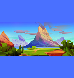 Cartoon Volcano Prehistoric Landscape Background