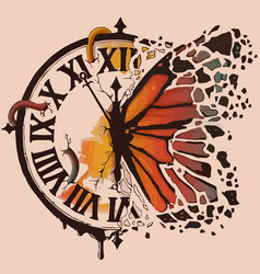 Clock Face Roman Numerals With Cute Butterfly Art