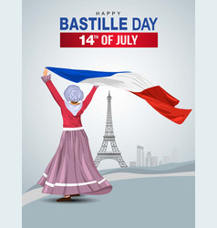 Happy Bastille Day France 14th July Girl