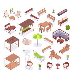 Isometric Garden Furniture Chairs Umbrella