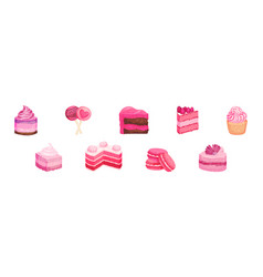 Pink Confectionery And Desserts With Cream