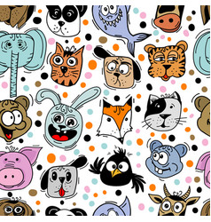 Seamless Pattern Of Colored Funny Animals Not Ai