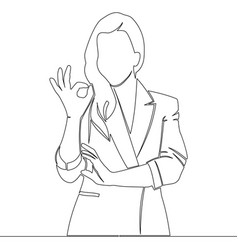 Continuous Line Business Girl Showing Ok Sign