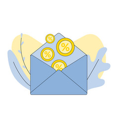 Discount Coupons Sale Golden Coins Open Envelope