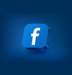 Facebook Application 3d Icon On Blue Background