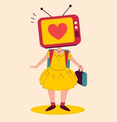 School Girl With Tv Head