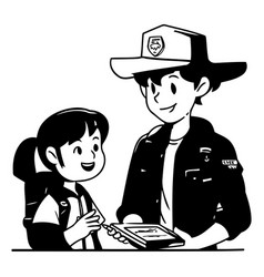 A Detective And A Child With A Tablet Pc