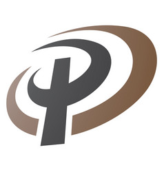 Brown And Black Oval Shaped Letter P Icon