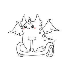 Dragon Rides A Hoverboard Black And White