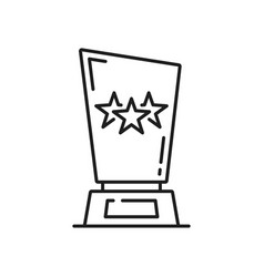 Trophy Award Winner Prize With Stars Line Icon