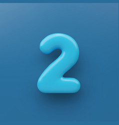 3d Blue Number 2 With A Glossy Surface On A Blue