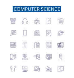 Computer Science Line Icons Signs Set Design