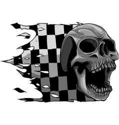 Monochromatic Skull With Race Flag