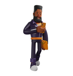 3d Beard Man Cartoon Picture Holding A Cell Phone