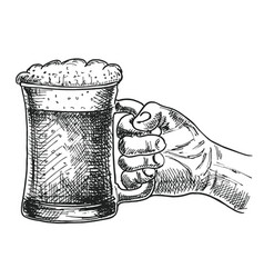 Male Hand Holding A Full Beer Mug With Foam