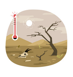 Cartoon Desert With A Thermometer And Goats