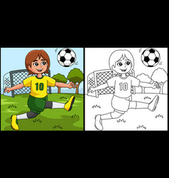 Girl Playing Soccer Coloring Page