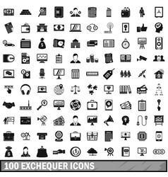 100 Exchequer Icons Set Simple Style