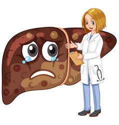 A Doctor Standing With Fibrosis Liver On White