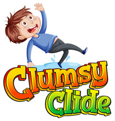 Clumsy Clide Logo Text Design With Boy Slipped