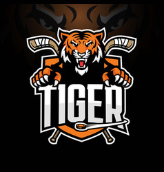 Tiger Mascot Ice Hockey Logo Design