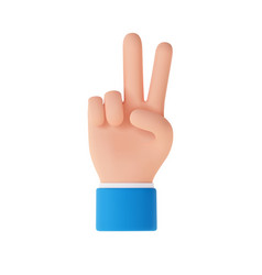 3d Cartoon Character Hand Peace Sign