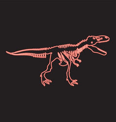 Neon Dinosaur Skeleton T Rex Red Color Image Flat