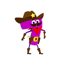 Cartoon Cowboy Sheriff Number Seven Character