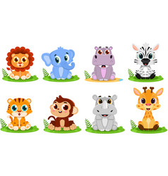 Cute Baby Safari Animal Cartoon Characters