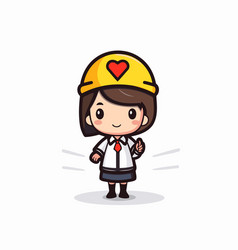 Cute Girl Construction Worker Mascot Character